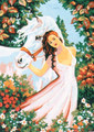"Lady and Horse" Printed Needlepoint Tapestry  Canvas Collection D'art  6036