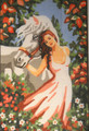 "Lady and Horse" Printed Needlepoint Tapestry  Canvas Collection D'art  6036