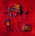 "Gost with Pumkin" Towel Gift Embroidered Hand Kitchen Towel  Veralis
