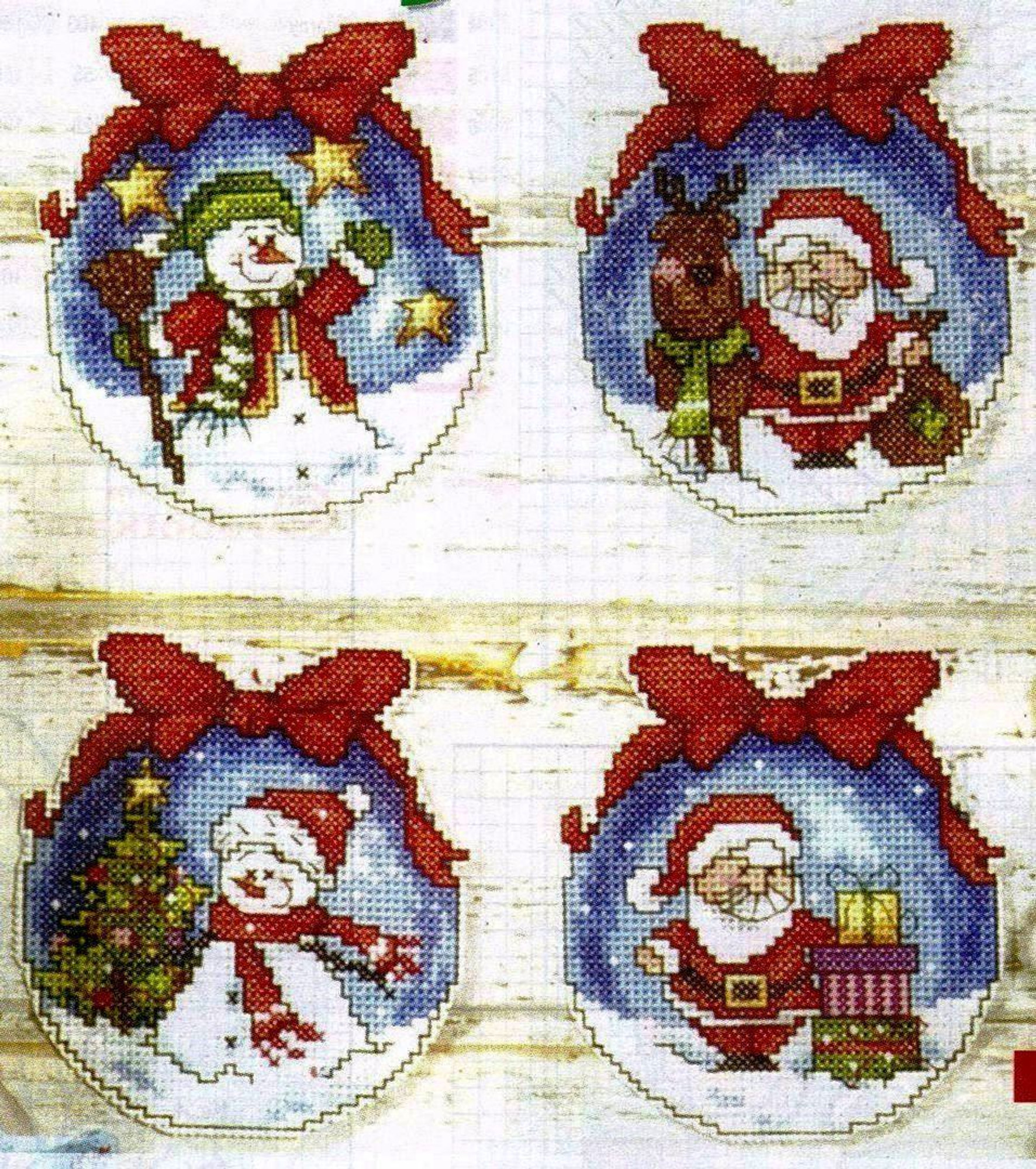 Counted Cross-Stitch Kit on Plastic Canvas with Christmas Trees. 4 Winter  Ornaments Different Dimensions 141CS. Superb for Art & Craft Amateurs
