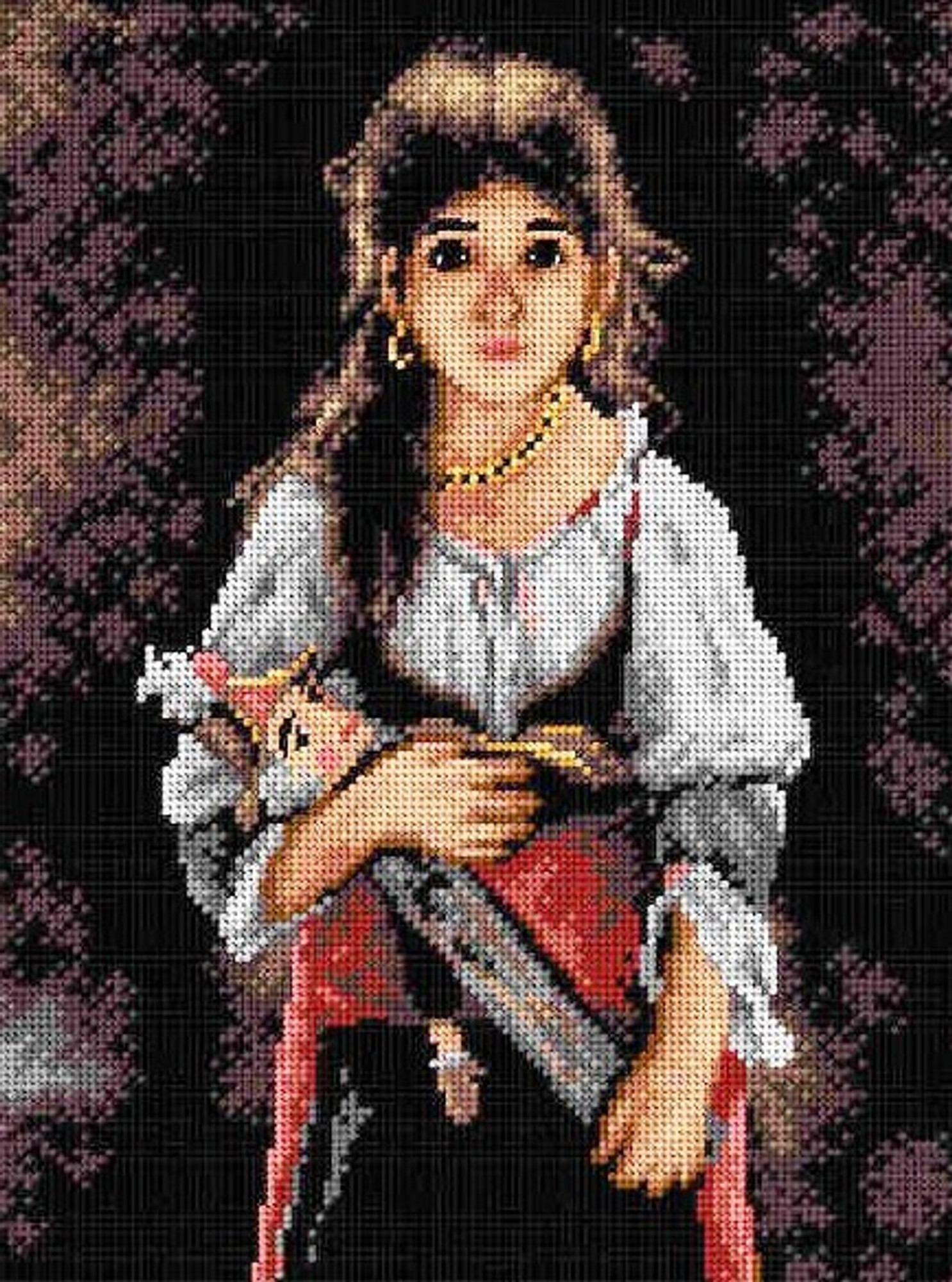 Gypsy Princess Printed Canvas for Cross Stitch Tapestry Gobelin Embroidery  Orchidea 2236J - Veralis
