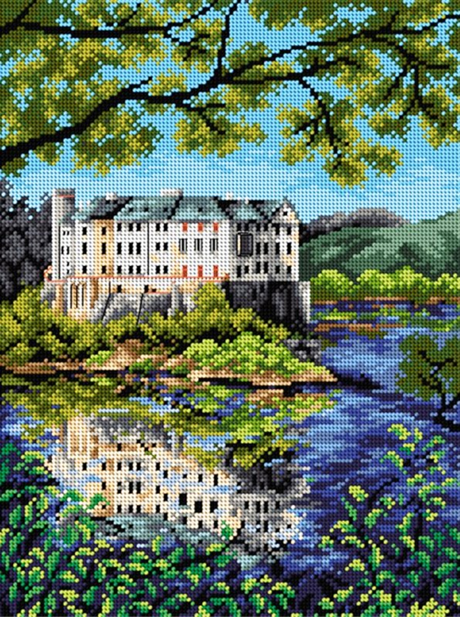 Castle Orlik Printed Canvas for Cross Stitch Tapestry Gobelin Embroidery  Orchidea 2383J