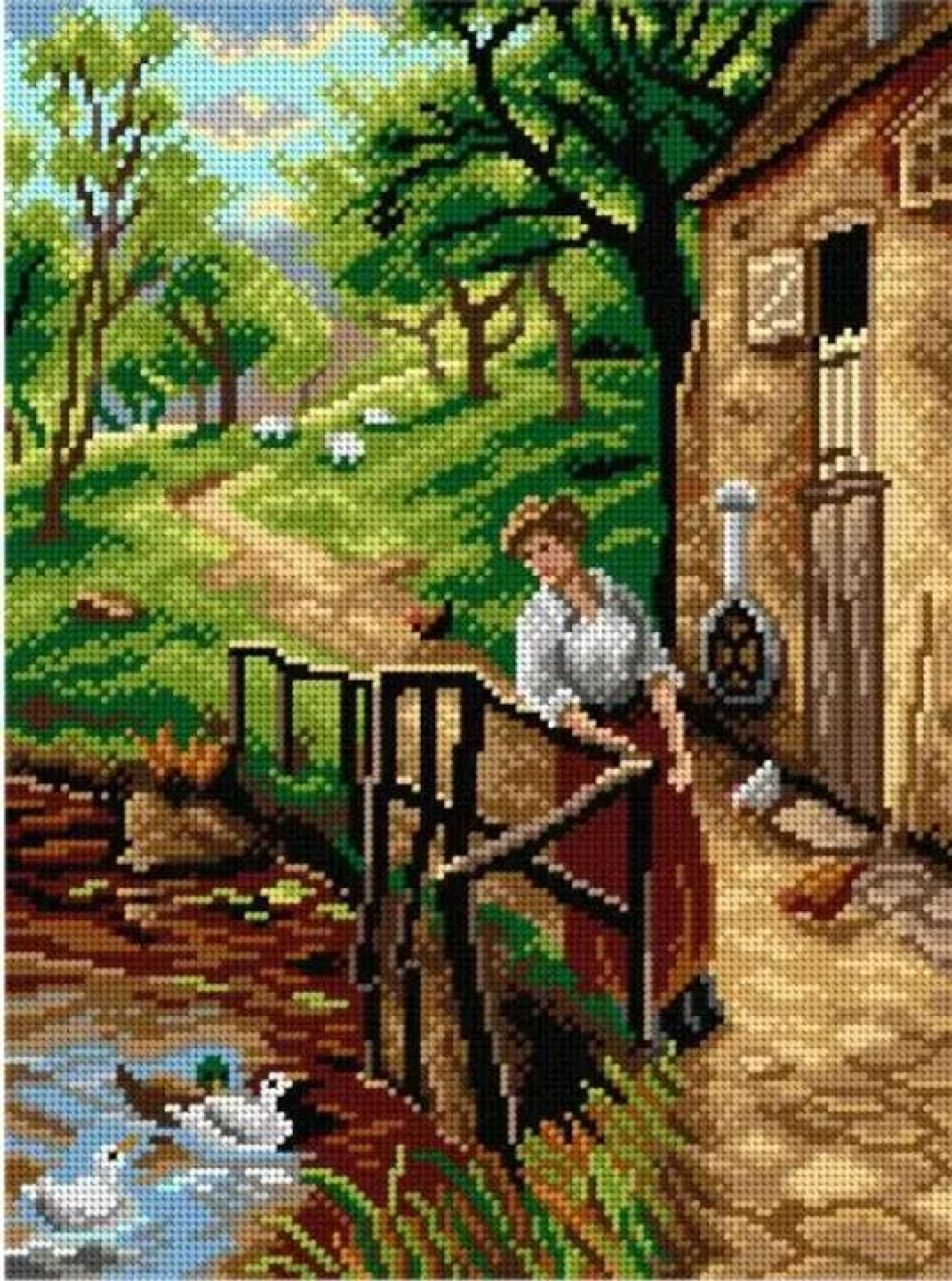 Young Lady at the Mill Printed Canvas for Cross Stitch Tapestry Gobelin  Embroidery Orchidea 2901J