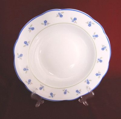 Plate Deep 9", Leander, Forget-me-not-flower, Bone China, Porcelain