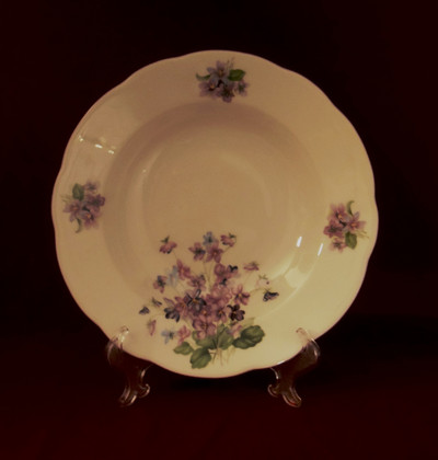 Plate Deep 9", Leander, Fialky, Bone China, Porcelain