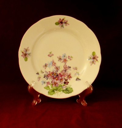 Plate Dessert 7.5", Leander, Fialky, Bone China, Porcelan