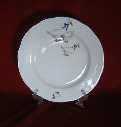 Diner plate 9.6"II Geese,  Leander, Geese, Bone China Porcelain