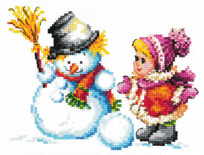 "Winter Fun"  Unprinted Counted Funny Needlework Cross Stitch Kit Magic Needle 33-14