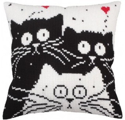 "White cat" Cushion kit for Embroidery 5255