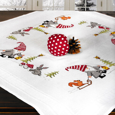 "Christmas Elf"  Tablecloth Kit for Embroidery Schafer 6933