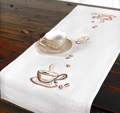 "Coffe Cup" Tablerunner Kit for Embroidery Schafer 6938-230