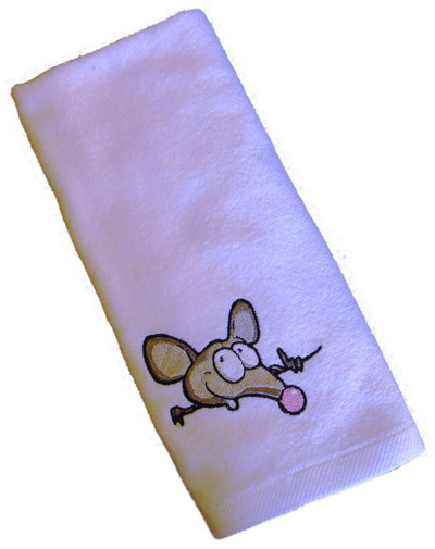  "Mouse Brown" Gift Embroidered Hand Kitchen Towel  Vera L.