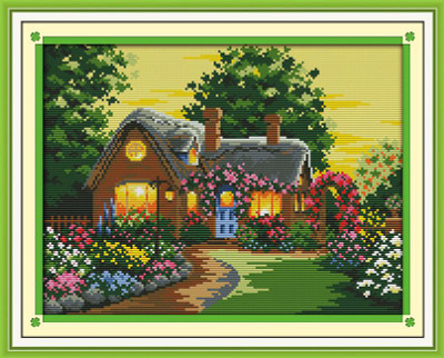 "Suburban House" Printed stamped Cross Stitch Needlework Kit F324