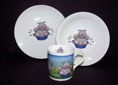 Hippo C Kids Dinnerware Plates and Mug Kit 