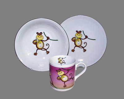 Monkey  Kids Dinnerware Plates and Mug Kit 