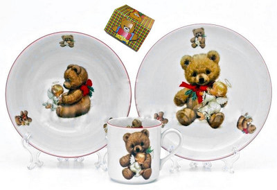 Bear and Angel  Kids Dinnerware Plates and Mug Kit 