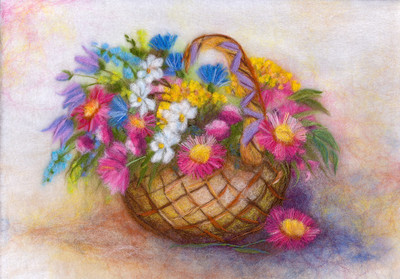 "Flower Basket" Painting with wool kit WA-0148