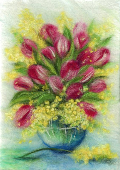 "Spring Bouquet" Painting with wool kit WA-0185