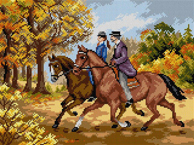 "Horse Ride" Printed Canvas for Cross Stitch Tapestry Gobelin Embroidery Gobelin Orchidea 2514J