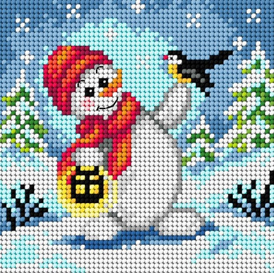 "Snowman" Printed Canvas for Cross Stitch Tapestry Gobelin Embroidery Orchidea 2639D