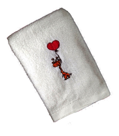 "Valentine Giraffe"  Gift Embroidered Hand Kitchen Towel  Vera L. EHT30