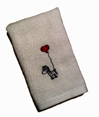 "Valentine Zebra"  Gift Embroidered Hand Kitchen Towel  Vera L. EHT31