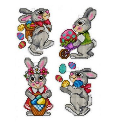 "Easter Bunny"  Unprinted Counted  Needlework Cross Stitch Kit  with Plastic Canvas Orchidea 7666