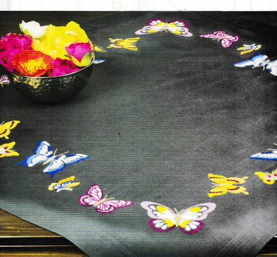 "Butterfly"   Tablecloth Kit for Embroidery Schaefer 6963