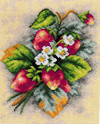 "Strawberries" Printed Canvas for Cross Stitch Tapestry Gobelin Embroidery Orchidea 2568
