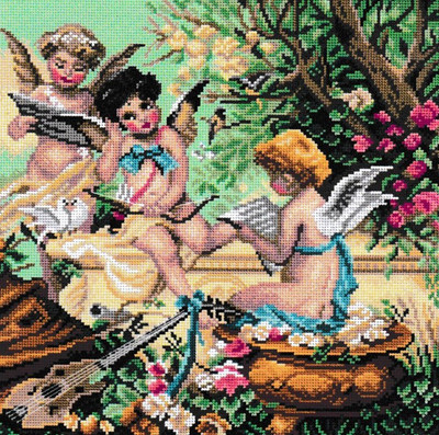 "Musician Angels" Printed Canvas for Cross Stitch Tapestry Gobelin Embroidery Orchidea 2925