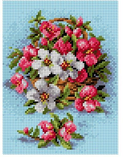 "Bouquet" Printed Canvas for Cross Stitch Tapestry Gobelin Embroidery Orchidea 2136F