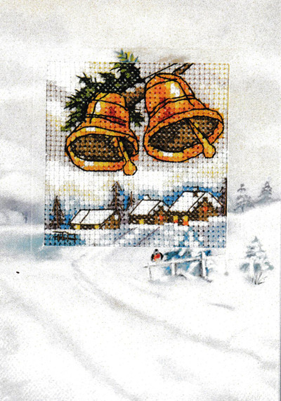 "Bells" Printed Cross stitch kit for Greeting Card - Orchidea 6263
