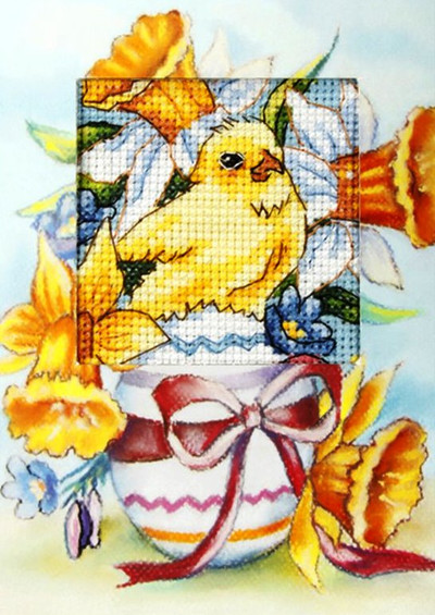 "Easter" Printed Cross stitch kit for Greeting Card - Orchidea 6218