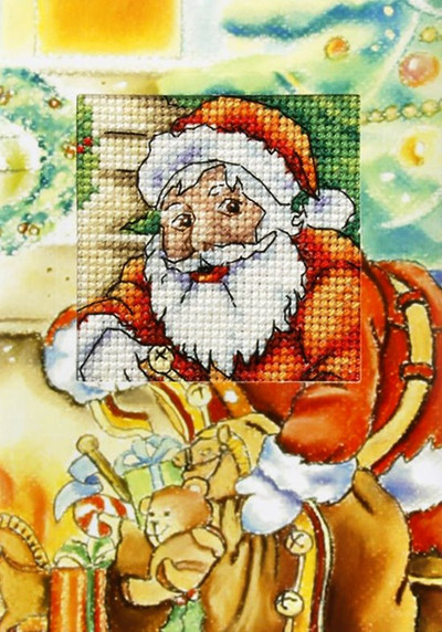"Santa" Printed  Cross stitch kit for Greeting Card - Orchidea 6210