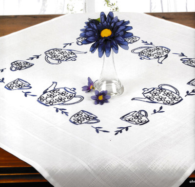 "Cup of Tea"   Tablecloth Kit for Embroidery Schaefer 6928