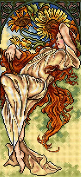 "Summer" Printed Canvas for Cross Stitch Tapestry Gobelin Embroidery Orchidea 2378