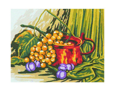 "Grape" Printed Needlepoint Tapestry  Canvas Collection D'art  KA58