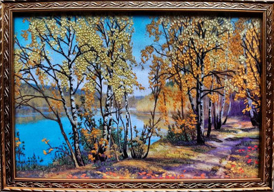 "Fall"  Living Picture Printed Ribbon Embroidery Cross Stitch Kit  JK-2059