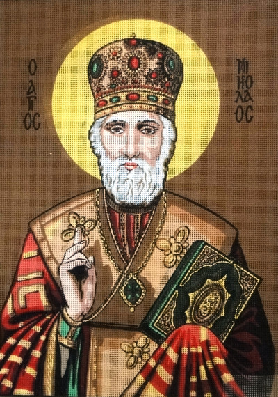 "Icon St Nikolas" Printed Canvas for C Needlepoint Tapestry Gobelin  Embroidery Gobelin L D1803