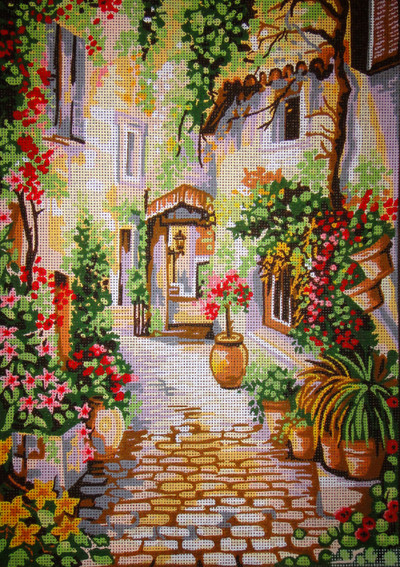 "Morning Italy" I Printed Canvas for  Needlepoint Tapestry Embroidery Gobelin l 14812