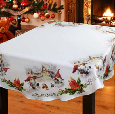 "Christmas Elves" Printed Tablecloth  Round 08581-413