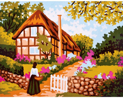 "Village" Printed Needlepoint Tapestry Canvas Collection D'art  3298