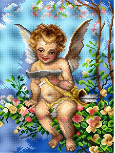 "Angel Reading a Letter" Printed Canvas for Cross Stitch Tapestry Gobelin Embroidery Orchidea 2923J