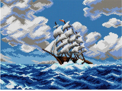"Clipper Ship" Printed Canvas for Cross Stitch Tapestry Gobelin Embroidery Orchidea 3118J
