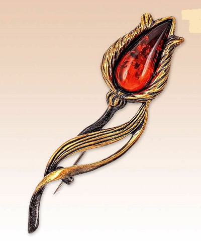 "Tulip with a leaf" Collectible Brooch BronZamania B1-2020