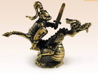 "Knight on a Dragon" Collectible Souvenir Figure Statue BronZamania B1-365