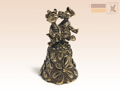 "Hippo Valentines" Souvenir Bell   BronZamania B2677