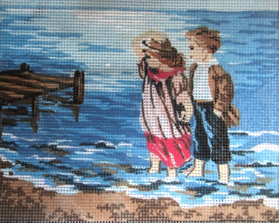 "Children" II Printed Needlepoint Tapestry  Canvas Collection D'art  A36