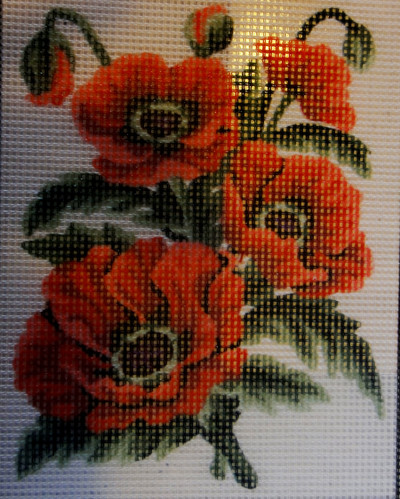 "Poppies" Printed Needlepoint Tapestry  Canvas Collection D'art  3149