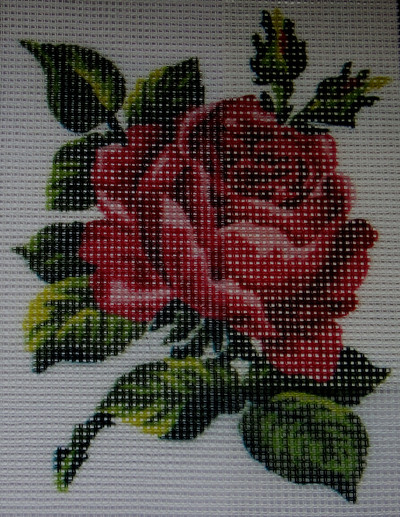 "Red Roses" Printed Needlepoint Tapestry  Canvas Collection D'art  3146